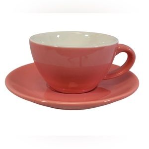 Pink Ceramic Latte Cup (12 oz) & Matching Saucer - NWOT